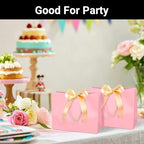 EUSOAR Pink Gift Bags with Ribbon Bow, 50pcs 10.6"x3.1"x8.3" Thank You Gift Bags with Handles, Shopping Wedding Party Favor Paper Bags Gift Treat Bags Bulk for Wedding Baby Shower Guests Bridal - Image 6