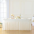 Besutolife 6ft Ivory Rectangle Tablecloth - Spandex, Wrinkle-Resistant, Ruffled Design - Perfect for Banquets, Parties, Wedding, Thanksgiving by Besutolife
