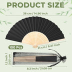 100 Pcs Wooden Wedding Fans for Guests, Paper Wedding Fans Bulk Folding Hand for DIY Crafts Wedding Party Gifts Photography Props - Image 2