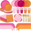 Mimorou 354 Pcs Pink and Orange Party Supplies Sunset Tableware set by Mimorou