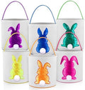 Honeydak 6 PCS Kids Basket, Colorful Sequined Bunny Canvas Bags by Honeydak