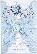 50 Wedding Invitations Butterfly Invitations Pocket with Blank Inner Cards by Maffily