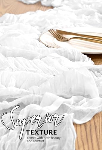 18 Pack Cheesecloth Table Runner 10FT White Table Runner Boho Gauze Cheese Cloth Table Runners Long Rustic Sheer Table Decorations for Wedding Party Baby Bridal Shower Birthday Holiday Home - Image 4
