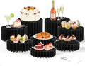 8 Pack Buffet Risers Display Stands, Foldable Food Risers for Buffet Table, Tall Cake Cupcake Stands, Cardboard Cylinder Stand, Dessert Table Display Set for Catering, Jewelry, Wedding, Party Decor (Black) by Unknown