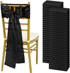 YMHPRIDE 60 PCS Black Satin Chair Sashes, 7x108 Inch Ties Chair Bows by YMHPRIDE