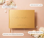 MUUJEE Personalized Guestbook in Gold - Premium Custom Modern Guest Book for Wedding Reception, Birthday Party or Events w/Bookmark Blank Pages for Signing 11.5 x 8.5 inches - Image 3