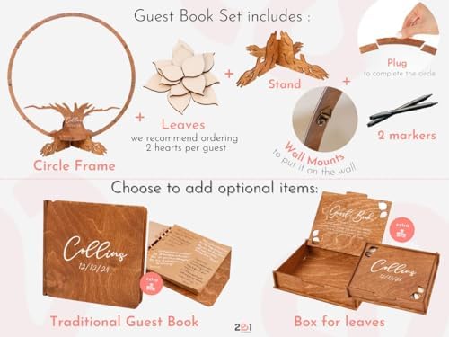 2B1WEDDING Personalized Wedding Guest Book Alternative with Tree Leaves - Image 2