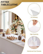 Fixwal 6 Pack White Spandex Tablecloth 8 Foot Fitted Table Cover - Image 4