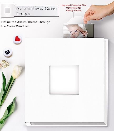 Artfeel Photo Album Self Adhesive Scrapbook Album for 3x5 4x6 5x7 8x10 Pictures,60 Pages Linen Cover with Display Window DIY Photo Book,Ideal Gifts for Family Travel Wedding Baby - Image 2