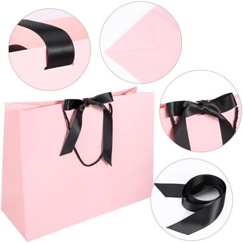 EUSOAR Pink Gift Bags, 20pcs 16"x6"x12" Large Thank You Gift Paper Bags with Ribbon Handles, Heavy Duty Shopping Wedding Party Baby Shower Birthday Favor Paper Gift Treat Bags Bulk - Image 3