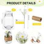 43 Pcs/ 6 Set Daisy Mason Jar Table Centerpiece Mason Jar Vases - Image 2