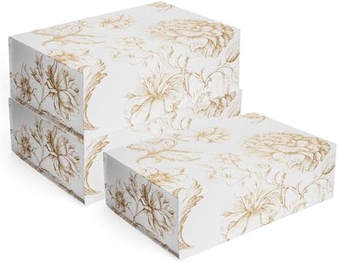 Luxury Keepsake Gift Box 3-Pack Gold Floral 13.5" x 9" x 4.3" by Sorarto