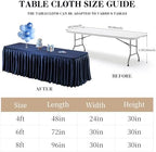 Navy Blue Satin Table Clothes for 4 Foot Rectangle Tables - 4FT Wrinkle Resistant Glitter Rectangle Tablecloths, Party Table Covers for Wedding Banquet, Baby Shower, Birthday, Holiday Dinner - Image 4