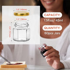 AuroTrends 1.5oz Mini Hexagon Honey Jars 60-Pack with Lids & Dippers - Image 3
