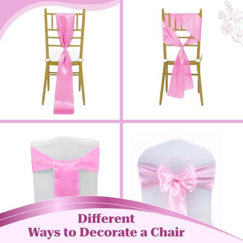 MDS® Pack of 100 Satin Chair Sashes for Wedding & Events – Pink - Image 4