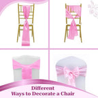 MDS® Pack of 150 Satin Chair Sashes for Wedding & Events – Pink - Image 4