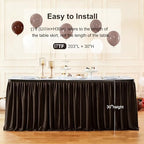 Brown Table Skirt for Rectangle Tables 17ft Desk Skirt for Teacher Desk Classroom Ruffle Polyester Fabric Desk Skirts for Bridal Baby Shower Birthday Party Graduation Banquet Wedding - Image 5