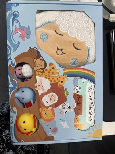 MyMateZoe My First Noahs Ark 7 pcs Baptism Gift Set, Dedication, Christening and Baptism Gifts for Boys and Newborn Baby, Includes Washcloth and Hooded Towel, Baby Bath Book, 3 Bath Toys and Gift Bag - Image 2