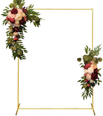 Metal Wedding Arch Backdrop Stand 6.6x5 FT Gold Square Balloon Arch Frame for Wedding, Birthday Party, Baby Shower Ceremony Decoration by CHUNQIANGCAIDESIGN