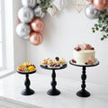 Black 3Pcs Metal Round Vintage Cake Stand Set 10"12" Dessert Display by CBBZJY