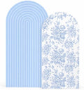 Blue Floral and Ripple Arch Backdrop Cover Set of 2 Party Arch Covers 7.2 and 6ft Spandex Arch Covers Stretchy Backdrop Birthday Wedding Bridal Baby Shower Photo Balloon Arch Backdrop Stand Cover by Lrrtwer