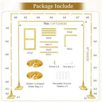 EMART 8FT Square Backdrop Stand Heavy Duty, Gold Metal Pipe and Drape Stand - Image 6