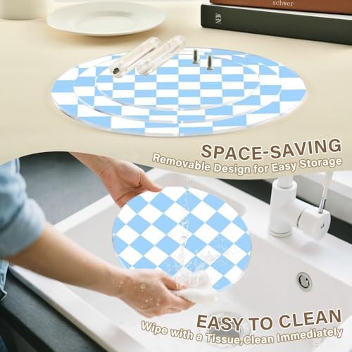 J JOYSAY Chess Checkerboard White Sky Blue Print Acrylic Cupcake Stand 3 Tier Dessert Table Display Set Clear Cake Stands for Baby Shower Wedding Party Decorations Easy Assembly Pastry Tower - Image 4