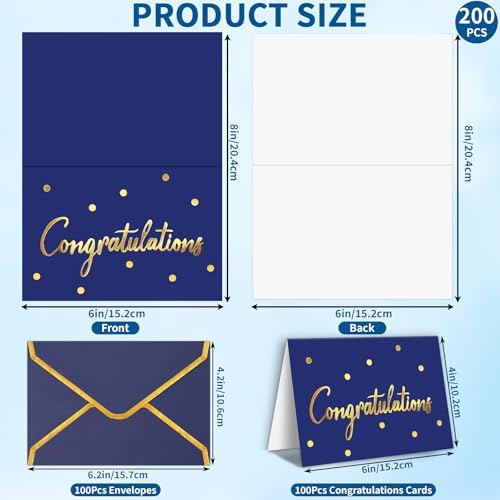 200 PCS Congratulations Cards with Envelopes, 4x6 Inch Gold Foil Lettering - Image 2