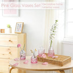 TBWIND Pink Glass Bud Vases Set of 12, Vintage Mini Vases - Image 3