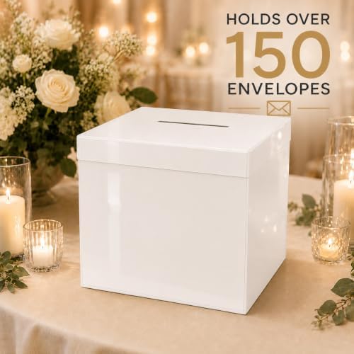 OnDisplay Luxe Acrylic Wedding Card Box with Lid - 10in Reception Money Box - Image 3