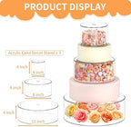 NPPLUS 3 Pcs Acrylic Round Cake Stand with Lid, Clear Fillable Cake Tier - Image 4