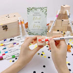 ZJchao Baby Shower Block Game Set with 48 Wooden Blocks 12 Color Pens 42 Templates Wooden Box for Baby Party Gender Reveal Birthday Celebration - Image 5