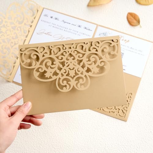 Personalized Wedding Invitations Gold Laser Cut Invitation Kit - Image 2