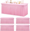 4pk Spandex Tablecloths for 6 Foot Rectangle Tables, Pink Stretch Table Cloth 6ft Fitted Table Cover Desk Skirt for Parties Weddings Birthday Banquet Baby Shower by Htper