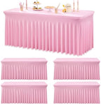 4pk Spandex Tablecloths for 6 Foot Rectangle Tables, Pink Stretch Table Cloth 6ft Fitted Table Cover Desk Skirt for Parties Weddings Birthday Banquet Baby Shower by Htper