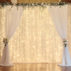 10ft x 10ft White Chiffon Backdrop Curtain with Lights String for Parites Wedding Wrinkle Free Curtain Photo Backdrops Drapes for Baby Shower Birthday Party Home Decorations - Image 2