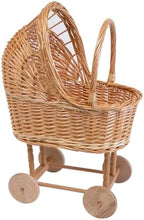 Vintage Woven Rattan Baby Carriage Basket – Handcrafted Wicker Stroller for Baby Shower, Flower Girl Basket, Baby Things, Rustic Home Decor, Photography Props, Floral Arrangements (Large) by Unknown