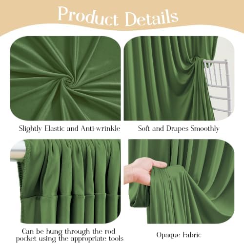 10 x 10ft Forest Green Backdrop Curtains, Green Wrinkle Free Draping Fabric Wedding Birthday Baby Bridal Shower Graduation Party Drapes for Backdrop Photography Photo Booth Background Decoration - Image 3