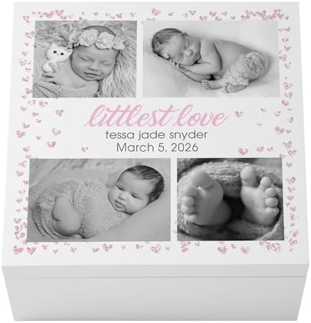 Let's Make Memories Personalized Keepsake Box for New Baby - Memento Storage - Memories Box - Nursery Decor - 12" Lx12 Wx6 H - Littlest Love - Pink by LetsMakeMemories