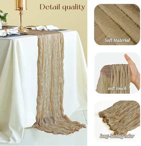 Sioloc Nude Cheesecloth Table Runner Fall Autumn Decor for Home 10ft Table Cloth for Tea Wedding Birthday Party Baby Bridal Shower Halloween Thanksgiving - Image 2
