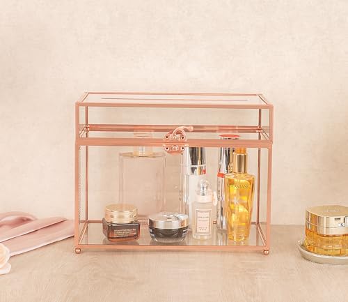 Glass Wedding Card Box with Slot, 10.2 inch Large Clear Card Box for Wedding Receptions, Rose Gold Gift Card Storage Box for Baby Shower, Birthday Party, Bridal Shower - Image 4