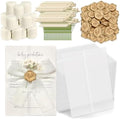 70 Sets Wedding Invitation Kit, Pre-Folded Vellum Jackets for 5x7 Invitations Accessories Wax Seal Stickers Ribbon & Dried Flowers for DIY Wedding Invites by Fanuk