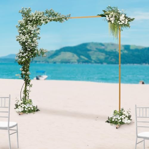 6.6ftx6.6ft Backdrop Stand, Yellow Portable Pipe and Drape Backdrop Stand for Parties Silver Wedding Garden Balloon Arch Frame for Wedding Birthday Parties Banquets Background Decor - Image 5