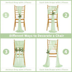 QueenDream Sage Green Chair Sashes: 16 Packs Wedding Aisle Decorations 8ft Long Draping Fabric Sheer Church Chair Cover Bulk for Party Banquet - Image 4