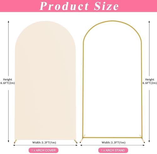 Putros Arch Backdrop Stand and Cover Set, 6.6ft Arch Stand with Beige Cover - Image 2