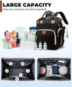 Diaper Bag with Changing Station, Waterproof 3 in 1 Diaper Backpack with Foldable Changing Pad, Insulated Bottle Holders,Large Travel Backpack for Mom & Dad, Baby essentials,Black - Image 4
