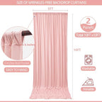 ESGOTBME 10x10ft Wrinkle Free Blush Pink Backdrop Curtain for Parties Soft Fabric Drapes Wedding Pink Curtain Backdrop for Birthday Party Decorations Background for Photography 5x10ft,2 Panels - Image 4