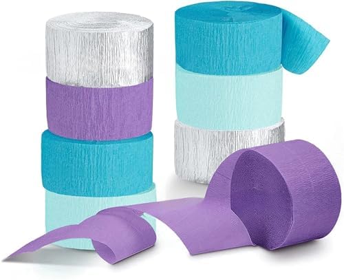 Crepe Paper Colorful Party Decorations Crepe Paper Streamers with Hanging Fringe Tinsel Curtain for Baby Shower Birthday Party Decor(8 pcs Mermaid) by Unknown
