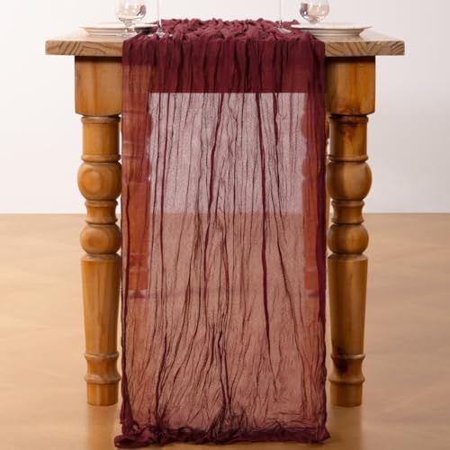 DeZerlor Burgundy Cheesecloth Table Runners 12 Pack Christmas Runners - Image 4