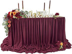 Pooling and Floating Chiffon Table Skirt with extra length, 6FT 9FT 14FT Sheer Tablecloth, Baby Shower, Birthdays Party, Main Cake Table Decoration, Wdding Table Skirt (Burgundy, 14FT) by EHLDekol